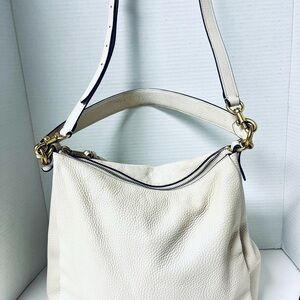 Women's Cream Leather Hobo Bag - Classic Soft Pebbled Design